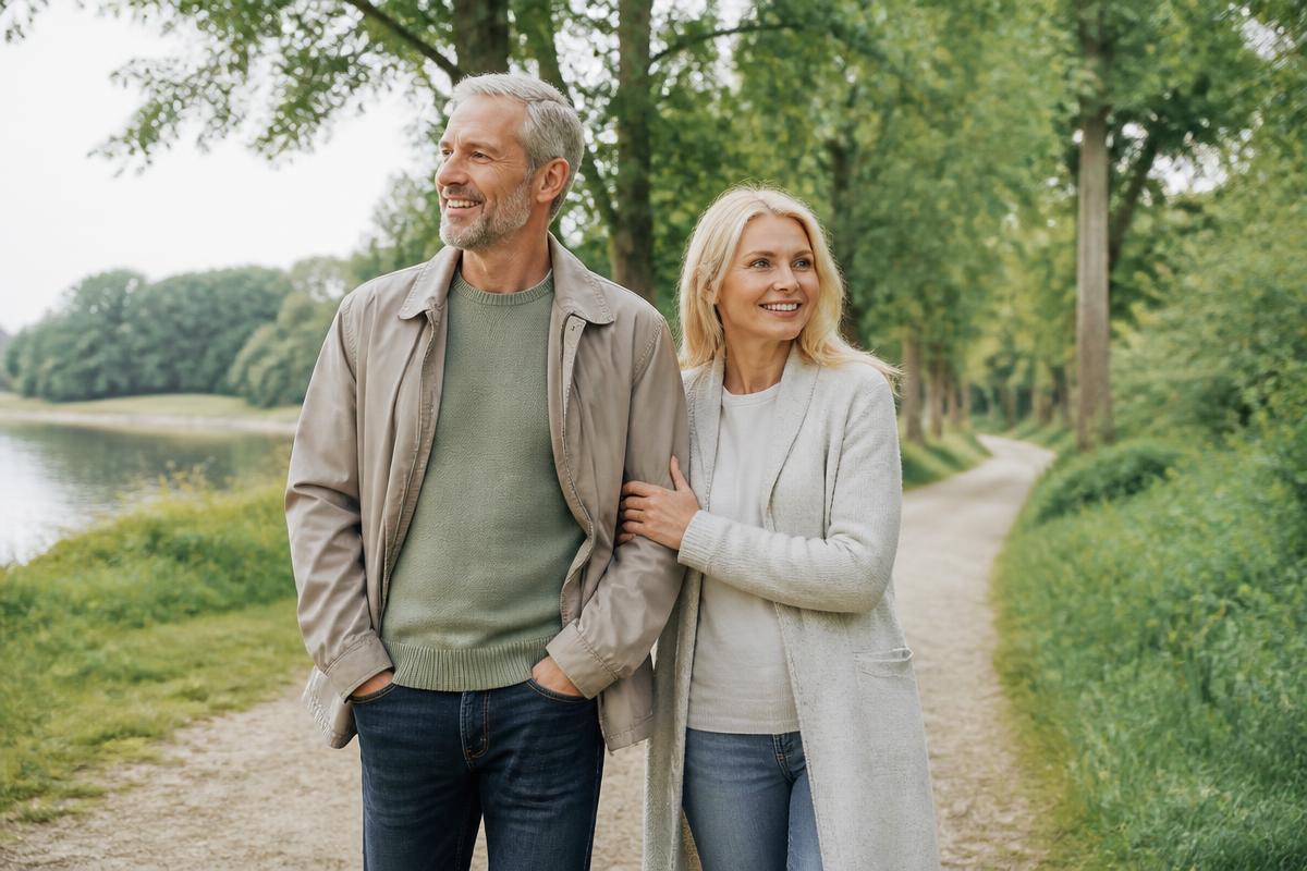 Familie bei einem Spaziergang – Gesundheitsabsicherung